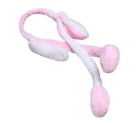 CLISPEED Moving Bunny Ears Headband Plush Hair Loop with Pop-up Ears for Cute Animal Head Wrap Party Costume Accessory Pink and White