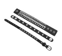 CLISPEED Multi Punk Wrap Bracelet with Fake Leather Rivets for Men Women Gothic Studded Cuff Wristband Versatile Rocker Bangle for Casual and Formal Outfits