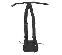 CLISPEED Multifunctional Radio Harness Chest Bag with Three Front Pockets for Men Adjustable Tactical Vest Reflective Black Small Size for Outdoor Security and Emergency Use