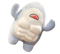 CLISPEED Muscular Shark Stuffed Animal Blue Soft Household Cushion for Boys Cute Ocean Sea Life Snuggle Pillow with Realistic Eyes and Teeth for Bedtime Hugging and Sofa Decor
