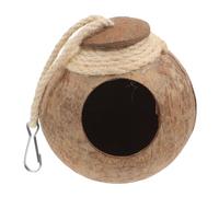 CLISPEED Natural Coconut Shell Hanging Bird Nest Hut for Parrots and Birds Resting Birdcage with Ring Comfortable Hideaway Suitable for Garden and Courtyard Use