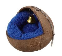 CLISPEED Natural Coconut Shell Sturdy Suspended Parrot Nest for Birds Bird Nest Bed with Warm Plush Pad and Bell Providing a Sheltered Warm Place for Home or Porch Use