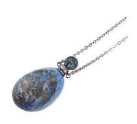 CLISPEED Natural Crystal Essential Oil Pendant Necklace with Irregular Oval Stone Aromatherapy Diffuser Jewelry for Yoga Meditation Mood Boosting Fragrance Oil Container for Women Men