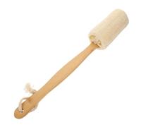 CLISPEED Natural Loofah Bath Brush Beige with Wooden Handle, Body Shower Scrubber for Back Cleaning, Easy to Hold and Convenient Storage Shower Bath Accessory