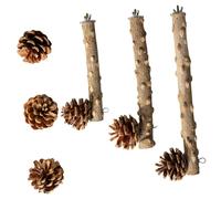 CLISPEED Natural Wooden Bird Perches with Pinecone Decoration Wear Resistant Parrot Stand Plaything for Budgies and Small Birds Cage Accessory for Climbing and Exercise
