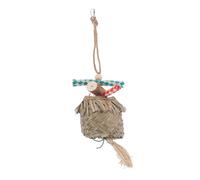 CLISPEED Natural Woven Bark Bird Chewer Parrot Toy Hanging Shredding Foraging Toy Parakeet Bird Cage