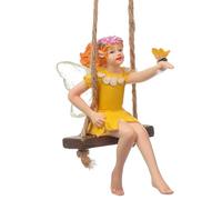 CLISPEED Outdoor Resin Flower Fairy Swing Statue Tree Hanging Pendant Garden Yard Decoration Ornament for Outdoor Garden Scene