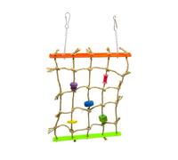 CLISPEED Parrot Climbing Toy Net Colorful Wood Blocks Acrylic Linen Rope Bird Climbing Net Toy Suitable for Parrots and Other Pet Birds Random Style