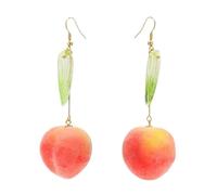 CLISPEED Peach Dangle Earrings for Women Lightweight Fruit Drop Earrings Cute Long Hanging Jewelry for Teen Skin-friendly Ear Decoration