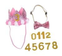 CLISPEED Pet Birthday Party Hat and Bow Tie Collar for Cats and Dogs Skin-friendly Comfortable Glitter Princess Crown and Stylish Puppy Party Outfit for Photos and Celebrations