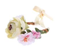 CLISPEED Pet Floral Crown Headband Beige Simulated Flowers Xs Cute Flower Hair Wreath for Cats Dogs Rabbits and Hamsters for Photoshoots and Parties