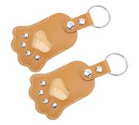 CLISPEED Pet Hair Keepsake Keychain Stylish Memorial Design 2pcs for Dog and Cat Owners, Elegant Paw Shaped Pu Leather Pendant with Secure Storage and Closure for Pet Hair Collection