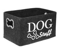CLISPEED Pet Storage Basket with Metal Handle Felt Storage Box for Dog and Cat Portable Pet Organizer Bin and Accessories