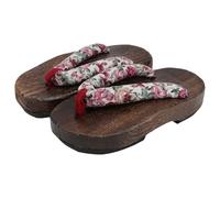 CLISPEED Pink Wooden Clogs, 18Cm Cherry Blossom Wood Sandals with Non-Slip Sole, Japanese Style Creative Footwear for and Students, Suitable for 23-26Cm Feet