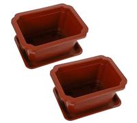 CLISPEED Plastic Rectangle Plant Pots with Drainage Tray, 2 Sets for Indoor Gardening and Outdoor Flower Display, Reusable Garden Planters Suitable for Shopping Mall Greenery