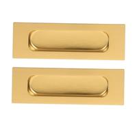 CLISPEED Pocket Door Handles 2pcs Stainless Steel Recessed Pull Handles for Cabinet Wardrobe Sliding Doors Brushed Gold Finish