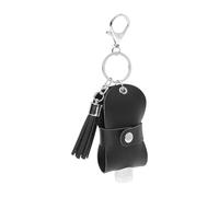 CLISPEED Portable 30Ml Perfume Bottle Keychain with Black Tassel Leather Cover, Travel Hand Holder, Refillable Cosmetic Bottle Key Ring for On-The-Go Use