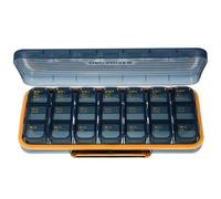 CLISPEED Portable Blue Pill Box Container with 14 Compartments, Break-Resistant Abs Material Medicine Organizer for Daily Use and Travel, Can Be Placed in Backpack