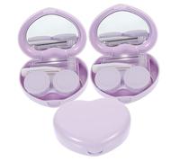 CLISPEED Portable Case Kit with Mirror 3 Sets Purple Travel Storage Boxes for Daily Use and On-The-go Eye Care