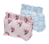 CLISPEED Portable Cosmetic Bag Oxford Composite Knitted Fabric 2pcs with Delicate Printed Patterns Proper Capacity and Easy to Carry for Women for Daily Travel Storage Makeup Pouch