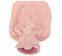 CLISPEED Portable Hot Water Bottle with Soft Pink Plush Cloth Cover, 1000ml Capacity, Lightweight Plastic Material, Designed to Keep Warm for Home and Office Use