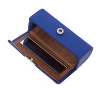 CLISPEED Portable Lipstick Holder Blue Leather with Mirror Lightweight Single Lipstick Container for Women On-The-Go Random Color