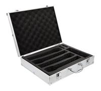 CLISPEED Portable Microphone Carrying Case for Travel, Hold 4 Wireless Microphones with Handle, Aluminium Alloy Shell and Foam Shock Protection, Easy to Open and Close, Storage Solution