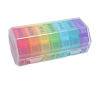 CLISPEED Portable Storage 28 Pill Organizer Compartments Weekly with Pp Material Travel-Friendly Medication Box with Weekly Reminder for and Seniors Elderly