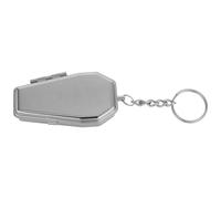 CLISPEED Portable with Keychain Hanging Ashtray Coffin Shaped Metal Compact Silver Organising Keys and Portable Car Ash Tray for Outdoor Travel and Camping