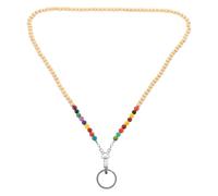 CLISPEED Practical Wooden Beaded Id Card Lanyard with Natural Gemstone Beads, for Daily Use and Wherever Needed to Display A Badge, Doubles as A Cute Bag Charm for Id Badges