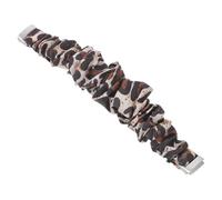 CLISPEED Printed Fabric Scrunchy Watch Band Leopard Print Elastic Wrist Strap Compatible with Fitbit Luxe Smartwatch, Lightweight Replacement Sports Wristband for Women