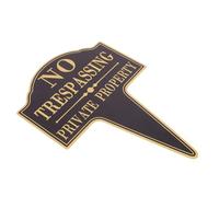 CLISPEED Private Property No Trespassing Sign Metal Stake Outdoor Security Warning for Lawn Garden Business Bold Text Message Easy Installation Black Decor