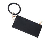 CLISPEED PU Leather Key Chain Wallet Portable Purse with Zipper for Women for Storing Keys Cell Phone and Essentials