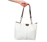 CLISPEED PU Leather Woven Tote Bag for Women Convertible Shoulder and Underarm Handbag Summer Hobo Satchel with Pattern White Brown