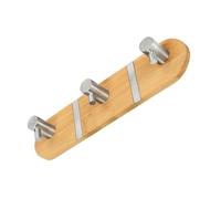 CLISPEED Punch Free Wall-Mounted Hanger Hook for Clothes and Purses, Modern Bamboo Wood and Stainless Steel Storage Rack with 3kg Capacity, for Bedroom and Back of The Door Organizing