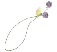 CLISPEED Purple Flower Phone Strap Charm Lightweight Glaze Material Stylish Phone Keyring Easy to Carry Design Music Player Decoration