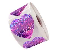 CLISPEED Purple Heart Shape Stickers Paper Labels for Bakeries and Supermarkets, Practical and Safe Sealing Baking Packing Stickers for Scrapbooking and Decoration