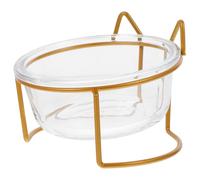 CLISPEED Raised Glass Cat Bowl High Base Pet Feeder for Cervical Care with Slant Design and Food Storage Suitable for Cats for Water and Food