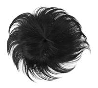 CLISPEED Realistic Black Short Hair Hairpiece Hair Patch Comfortable Natural Appearance High Temperature Fiber Stylish Fashionable Men Cosplay Stage Performances