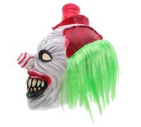 CLISPEED Realistic Full Face Evil Clown Mask with Vibrant Green and Purple Wig Lightweight Breathable Latex Scary Halloween Costume Accessory for Adults for Circus Cosplay Haunted House