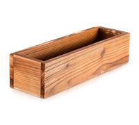 CLISPEED Rectangular Wooden Planter Box Brown Rustic Carbonized Cedar | Retro Finish, Lightweight Placement Indoors or Patio, Fits Narrow Sills, for Cactus Plants and Desks
