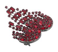 CLISPEED Red Rhinestone Heart Brooch Pin with Tassel, Bling Lapel Pin for Women, Romantic Wedding and Party Accessory, Fashion Jewelry Gift for Valentine'S Day