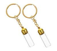 CLISPEED Refillable Glass Perfume Bottles with Keychain, 2pcs Large Travel Size Essential Oil Mini Jars with Caps, Portable Vials for Perfume and Fragrance Storage