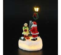 CLISPEED Resin Christmas Village Figurine with Led Light up Lamppost Battery Operated Festive Table Centerpiece Indoor Holiday Decorations