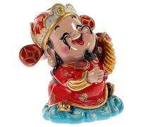 CLISPEED Resin God of Wealth Ornament Chinese Fortune Figurine Home Decor Desktop Adornment Lucky Wealth Statue for Housewarming and First