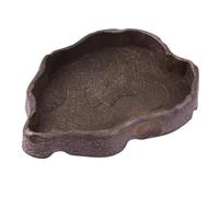 CLISPEED Resin Reptile Food Water Dish Suitable for Fresh and Green Food or Water Coffee Colour Tortoise Feeding Bowl for Small Reptiles and Spiders in Terrarium