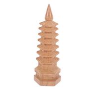 CLISPEED Retro Wenchang Pagoda Model Wooden Pagoda Statue for Desktop Decor Home Office Feng Shui Garden Decoration