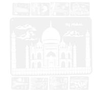 CLISPEED Reusable Decorative Wall Stencils for Painting 9 Sheets Pet Material Building Templates Tool for Drawing and Crafts Suitable for Greeting Cards and Home Decoration
