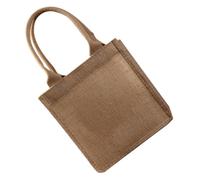 CLISPEED Reusable Jute Burlap Tote Bag Small Lightweight Coated Shopping Bag with Handles for Weddings Birthdays and Everyday Use