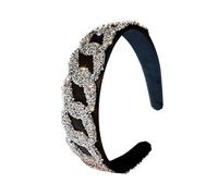 CLISPEED Rhinestone Studded Elastic Hair Band Stylish Head Accessory for Women Wedding Party Daily Wear Comfortable Non-slip Black and White